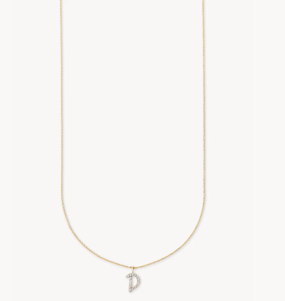 Kendra Scott Diamond Letter D Pendant Necklace in 14k Yellow Gold